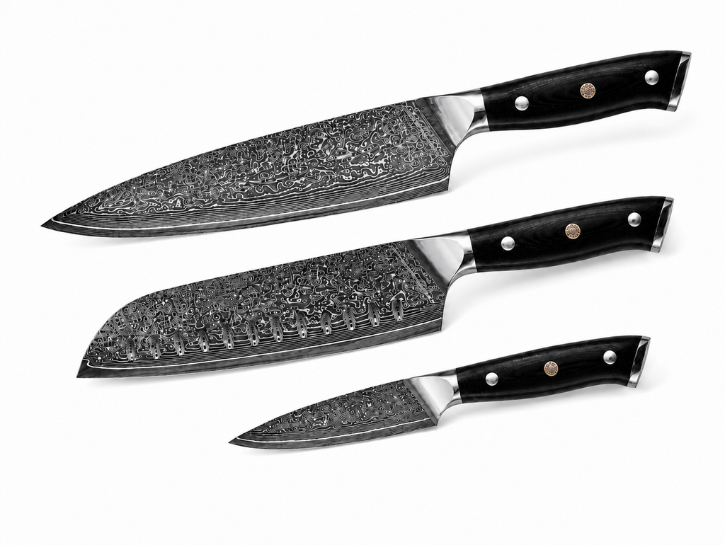 Set 3 Couteaux japonais damas – Collection Hikari